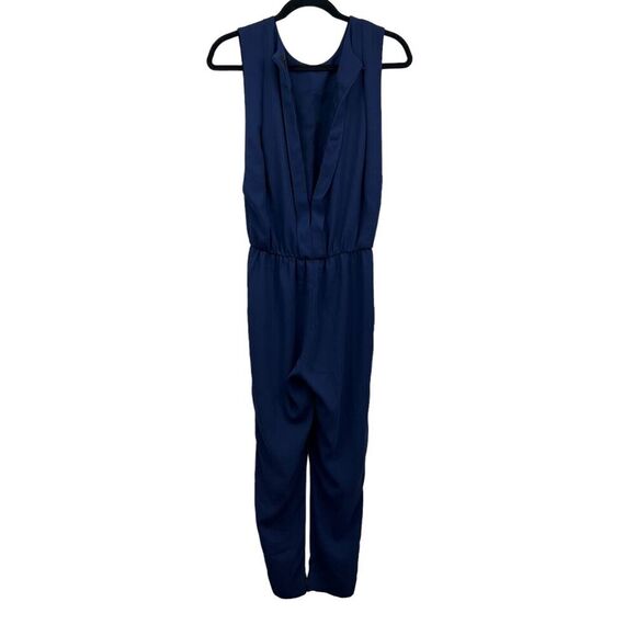 Blaque Label Jumpsuit Pleated Vented Open Back Slash Pockets Blue Women Sz S - Picture 4 of 6